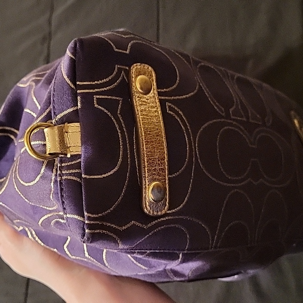 Coach Poppy Purple and Gold Metalic Satchel Purse - Picture 14 of 17